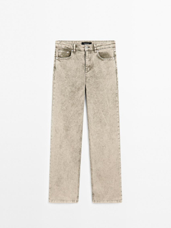 Massimo Dutti Джинсы прямого кроя из смесового хлопка со средней посадкой, зеленый