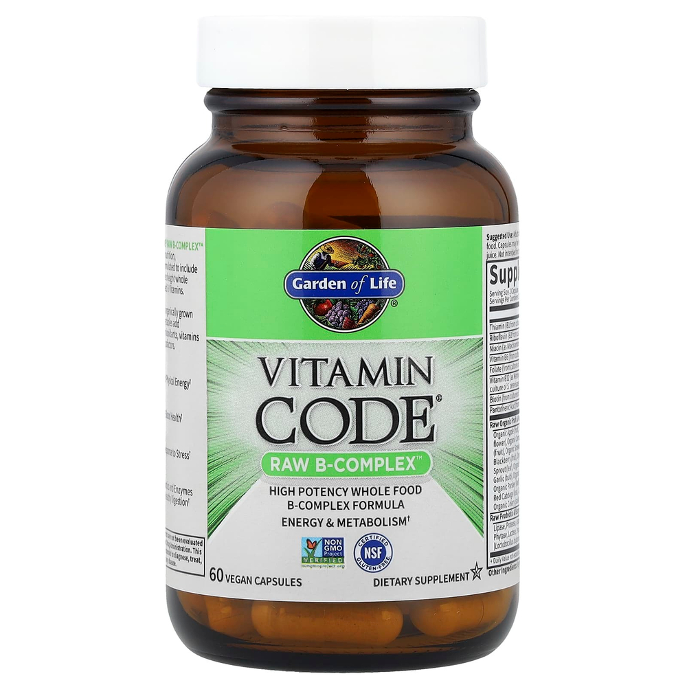 Garden of Life, Vitamin Code, Raw B-Complex, комплекс витаминов группы В, 60 веганских капсул