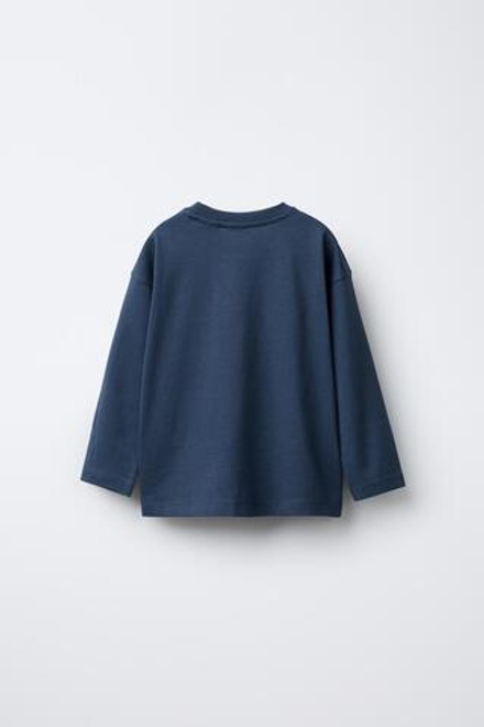 ZARA ОДНОТОННАЯ ФУТБОЛКА MEDIUM WEIGHT, МОРСКОЙ СИНИЙ