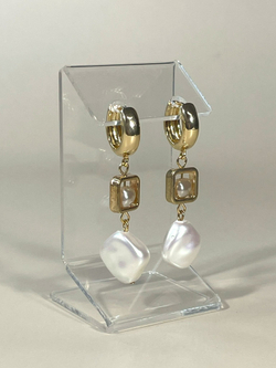 Серьги конго жемчужина в квадрате