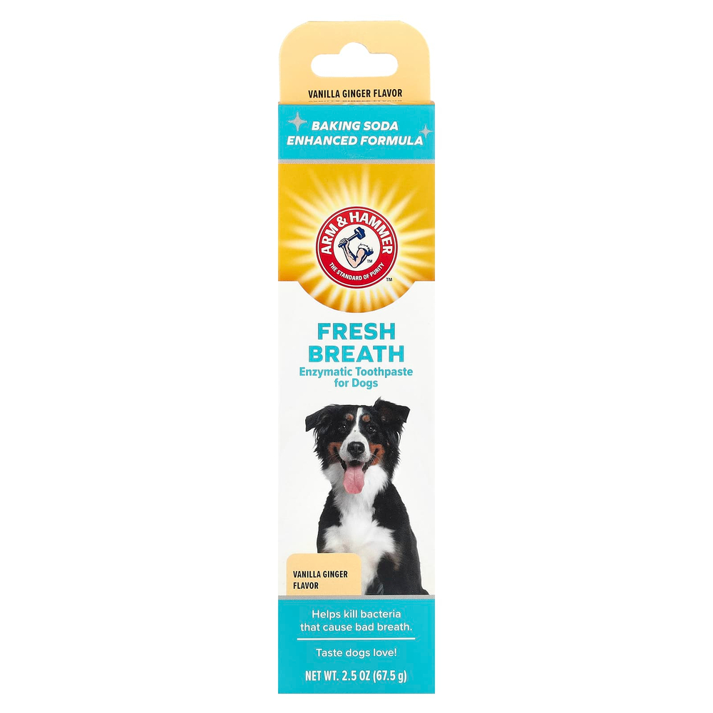 Arm & Hammer, ферментативная зубная паста для свежести дыхания, для собак, ваниль и имбирь, 67,5 г (2,5 унции)