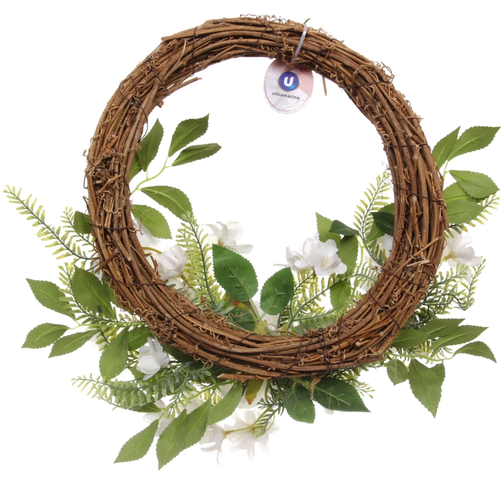 Цветы искусственные венок «Созвездие Девы» 42см нежно-белый