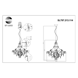 SL797.213.114 Люстра подвесная ST-Luce Золотистый, Прозрачный LED 114*0,45W 3000K