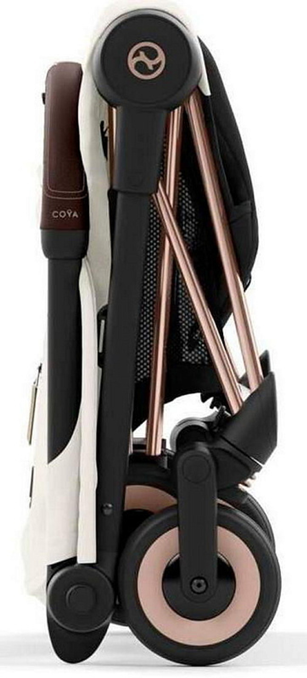 Коляска Cybex Coya Rosegold Frame Cloud G i-Size Lava Grey 2 в 1 Off White с дождевиком и бампером