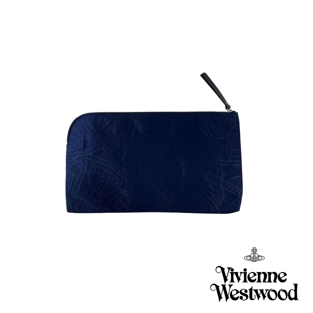 VIVIENNE WESTWOOD СУМКА КЛАТЧ СИНИЙ С ТИСНЕНИЕМ ЛОГОТИПА БРЕНДА