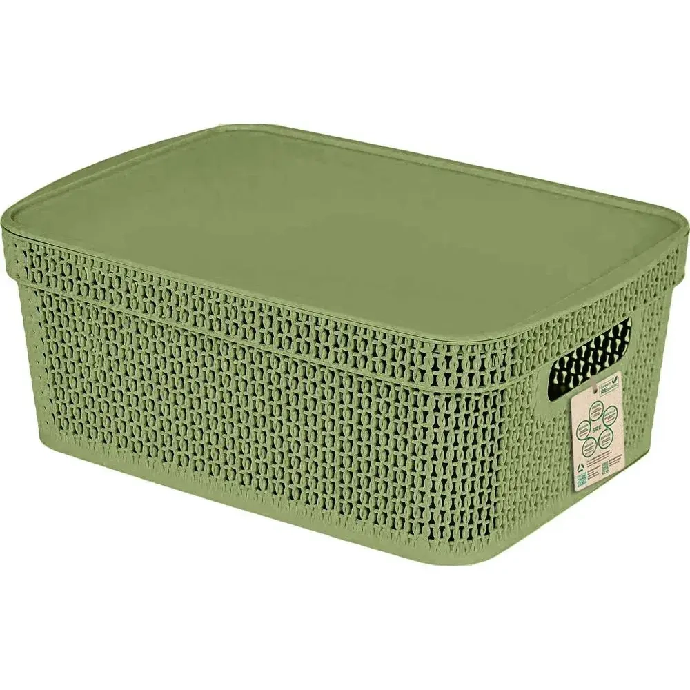 Корзина для хранения Keeplex Green Republic с крышкой 5л 28,1,5х13,9см полынь