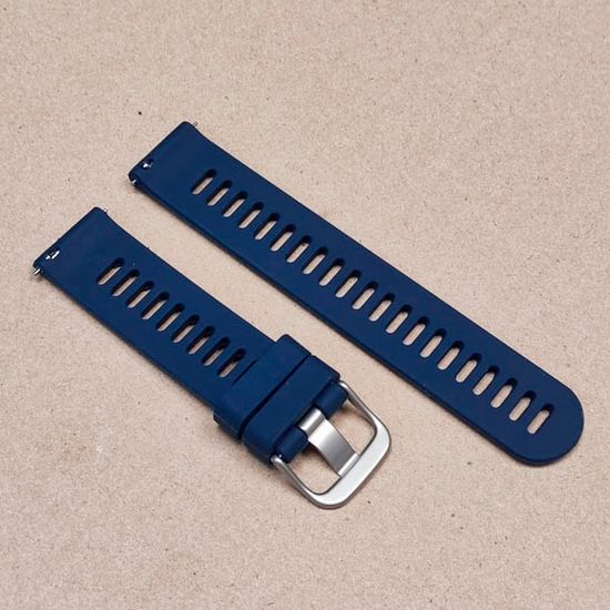 Ремешок 18 мм силиконовый для Garmin Venu 2S, Vivoactive 4S, Forerunner 255S, Forerunner 265S быстросъемный Quick Release (Темно-синий)