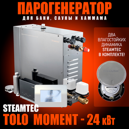 Парогенераторы для хамама и турецкой бани Steamtec TOLO MOMENT - 24 кВт/ Серия PLATINUM со встроенной музыкой, пультом на 9-ти языках и возможностью монтажа без термодатчиков