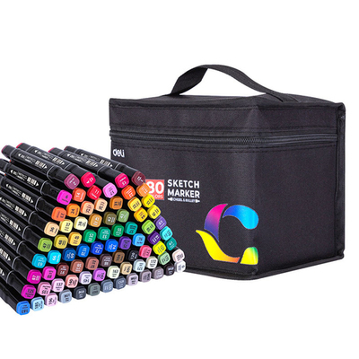 Набор маркеров для скетчинга DELI, двухсторонний 1/6 мм, 80 цветов