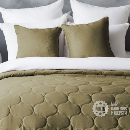 Стеганое велюровое покрывало ДОВВЕР (арт. BL02-288-07) - 230х250 см. - зеленое