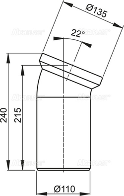 Колено A90-22 для унитаза 22° (АНАЛОГ ВИЕГА 101855)