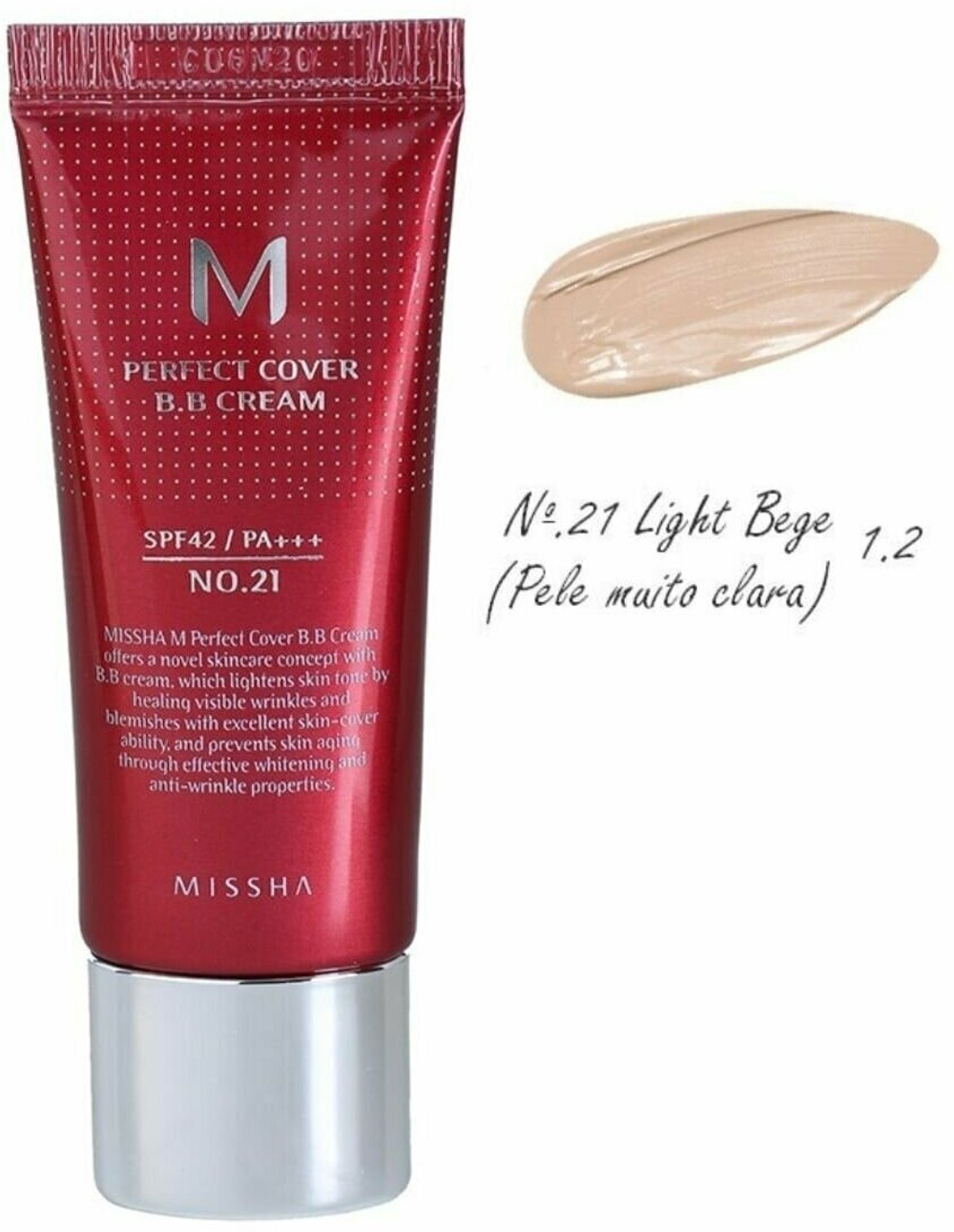 Крем ВВ для коррекции тона лица MISSHA Perfect Cover BB Cream оттенок №21, 20мл.