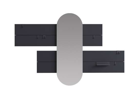 Вешалка Stripe L горизонтальная с зеркалом 60*160 см (черный)