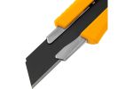 78942 Нож DENZEL 18 мм, сменное лезвие, SK4, метал. направляющая, нажимной фиксатор