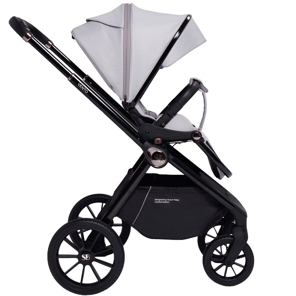 Детская коляска Sweet Baby Vento Black 3 в 1 Grey