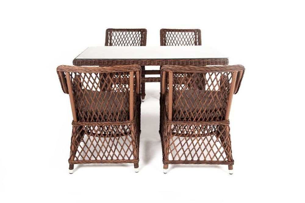 "Латте-140 L" обеденная группа плетеная, цвет коричневый