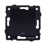 Выключатель 1-клавишный 10А/250В с LED подсветкой, изогнутый, черный Kollinger REA-R-002BK для Aspekt, Eleganz, Reflex