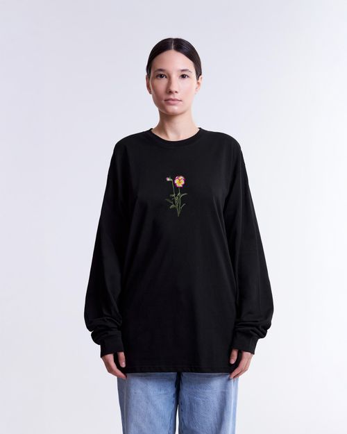 Лонгслив Анютины глазки черный