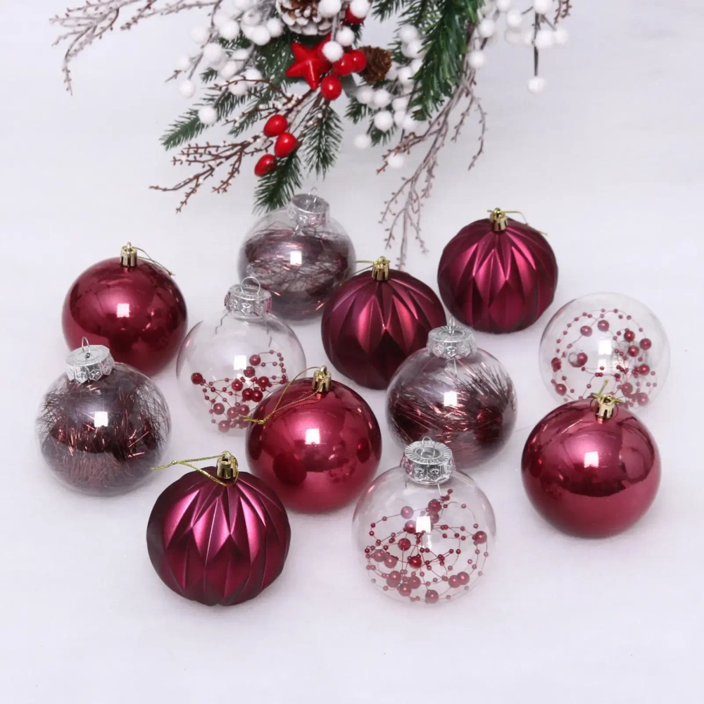 Набор шаров 8 см «Волшебство» (в наборе 12 шт), Рубин