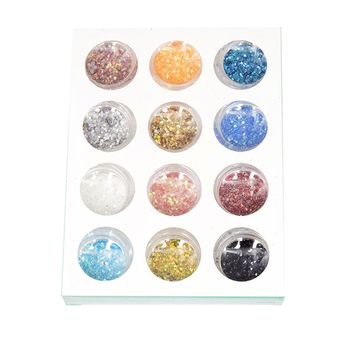 Декор для ногтей, шестигранники, 12 цветов