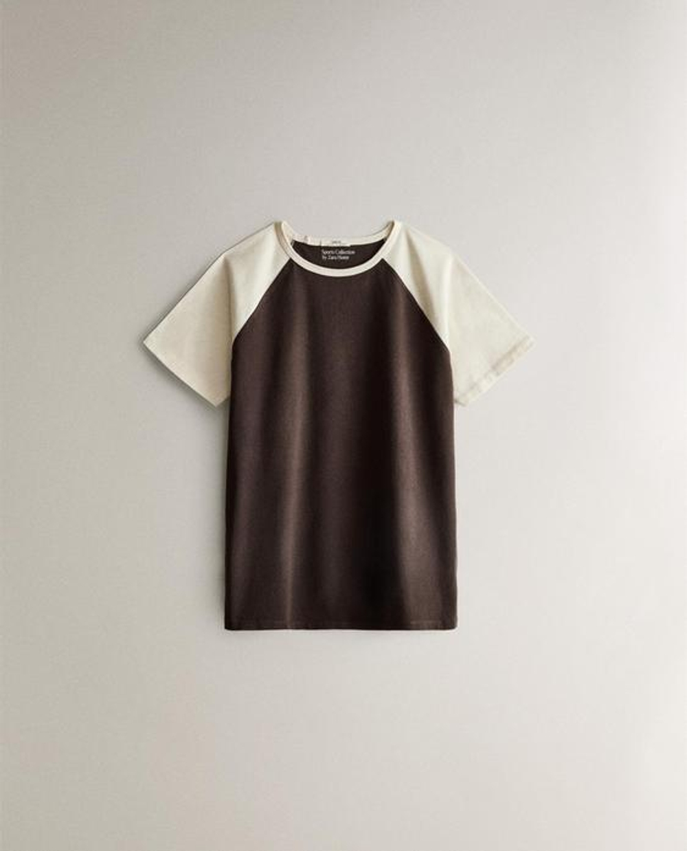ZARA HOME ДВУХЦВЕТНАЯ ХЛОПКОВАЯ ФУТБОЛКА, КОРИЧНЕВЫЙ
