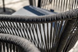 "Малага" обеденная группа на 6 персон со стульями "Марсель", каркас темно-серый, роуп темно-серый