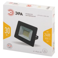Прожектор светодиодный уличный ЭРА LPR-023-0-30K-030 30Вт 3000K 2400Лм IP65 | Прожекторы Стандарт