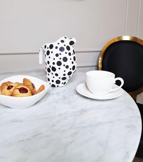Стол обеденный белый Tulip Marble Brass