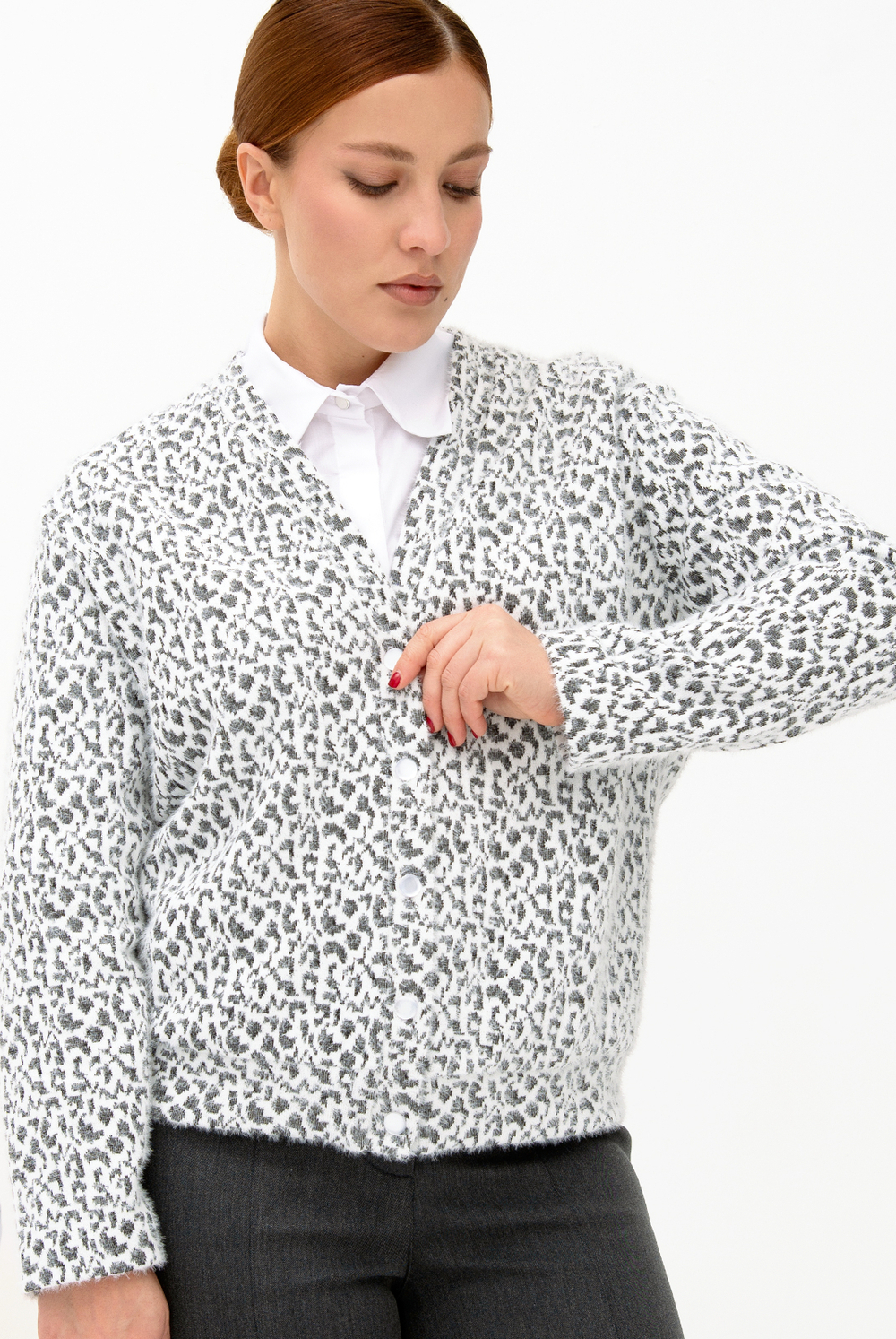 Кардиган 4704з, бело-серый #521БС134704з