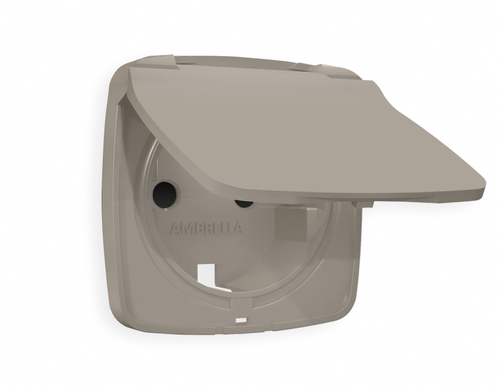 OP3680 Лицевая панель OMEGA (Серо-бежевый матовый) для электрической розетки с/з со шторками и крышкой IP44 QUANT