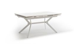 "Меркурий" стол интерьерный раздвижной обеденный из керамики, цвет белый глянцевый