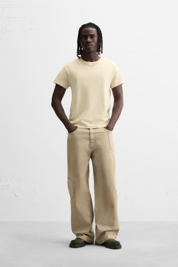 ZARA ФУТБОЛКА С НАДПИСЬЮ, РЫЖЕВАТО-КОРИЧНЕВЫЙ