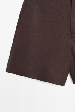 Massimo Dutti Короткие шорты из 100% льна, коричневый