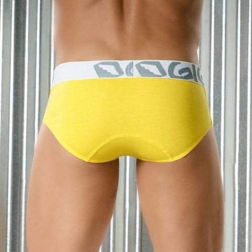 Мужские трусы брифы желтые с белой резинкой Gigo Traditional Yellow White