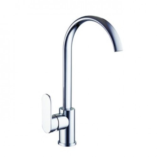 LOB4-A128 Смеситель для кух. мойки с пов. круглым изливом, картридж ø35, материал нерж. сталь, крепление