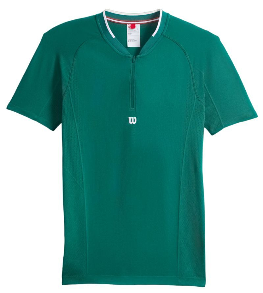 Мужское теннисное поло Wilson Players Seamless Zip Henley 2.0 - field green