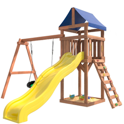 Детская площадка Сlassic с качелями гнездо Свиби в зеленом цвете IgroWoods для улицы и дачи