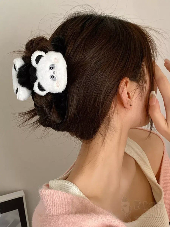 Заколка крабик краб для волос пушистый плюшевый мишка