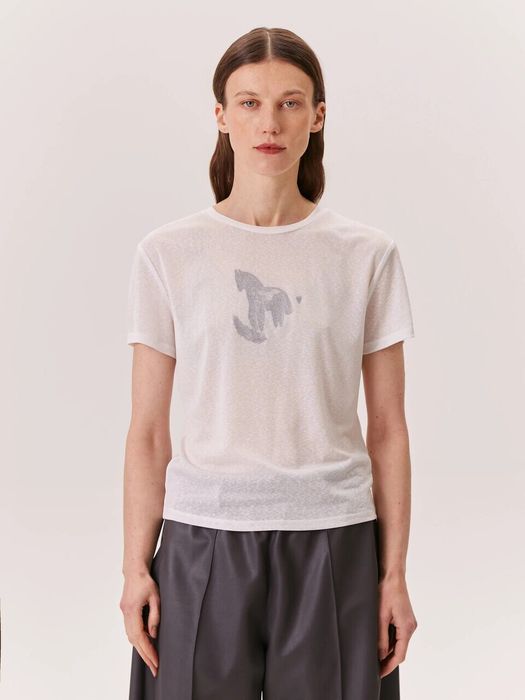 Футболка ЛОШАДКА молочного цвета