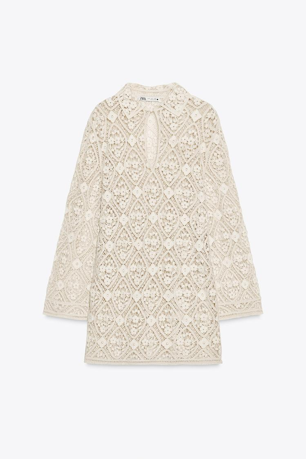 ZARA КОРОТКОЕ ПЛАТЬЕ КРОШЕ — ZW COLLECTION, БЕЖЕВЫЙ