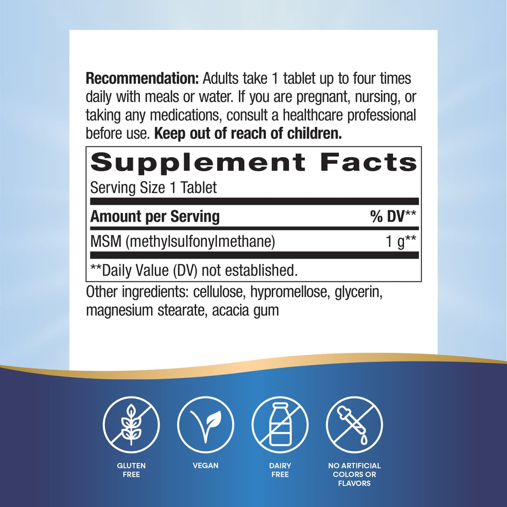 Nature's Way, МСМ, Pure OptiMSM, 1000 мг, 200 таблеток