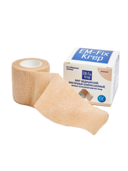 Бинт медицинский, самофиксирующийся, эластичный EM-Fix krep, бежевый