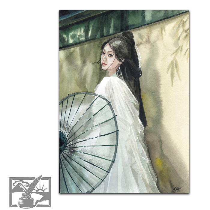 Открытка почтовая. Аксёнова Татьяна. Прогулка в тени