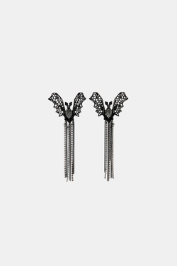 ZARA СЕРЬГИ «ЛЕТУЧИЕ МЫШИ» СО СТРАЗАМИ, ЧЕРНЫЙ