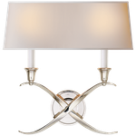 Cross Bouillotte Large Sconce in Polished Nickel with Natural Paper Shade