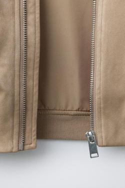 ZARA КУРТКА-БОМБЕР, СВЕТЛО-БЕЖЕВЫЙ