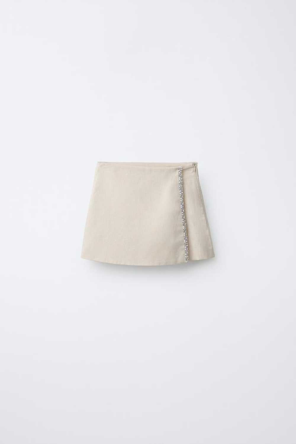 ZARA ЮБКА-ШОРТЫ СО СТРАЗАМИ, БЕЖЕВЫЙ