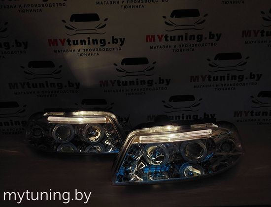 Передние фары angel eyes chrome для VW Passat B5 GP