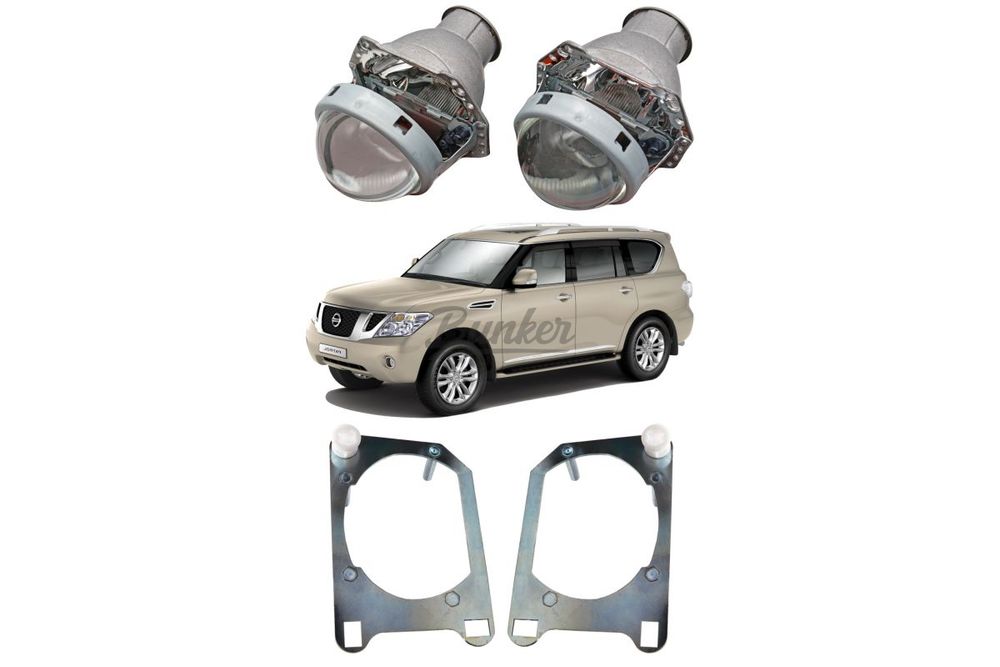 Готовый комплект для установки доп. линз в секцию дальнего Nissan Patrol Y62 Дорестайлинг 2010-2014