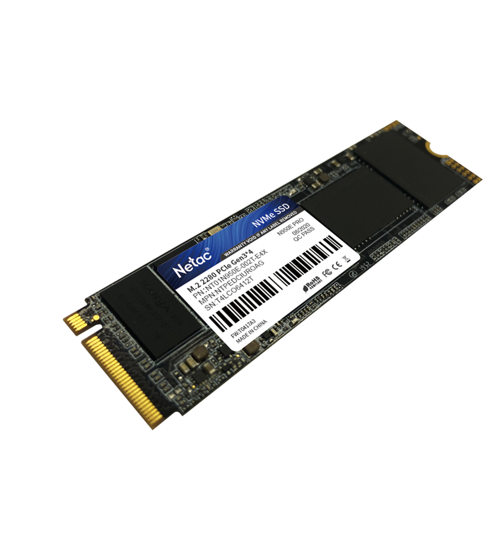 Ssd накопитель Netac SSD N950E Pro 2TB PCIe 3 x4 M.2 2280 NVMe 3D NAND, R/W up to 3500/3000MB/s, IOPS(R4K) 400K/380K, TBW 1600TB, 2048MB DRAM buffer, with heat sink, 5y wty